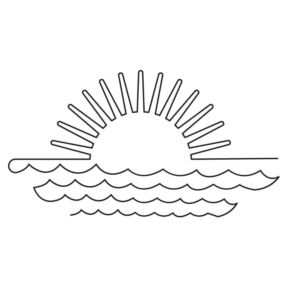 sonnenuntergang berge sonne wolken vektorentwurf grafisch zeichnend berglandschaft dorf 119760285